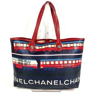 CHANEL Central station Shoulder Bag Bag Tote Bag Leather/PVC Red/Navy